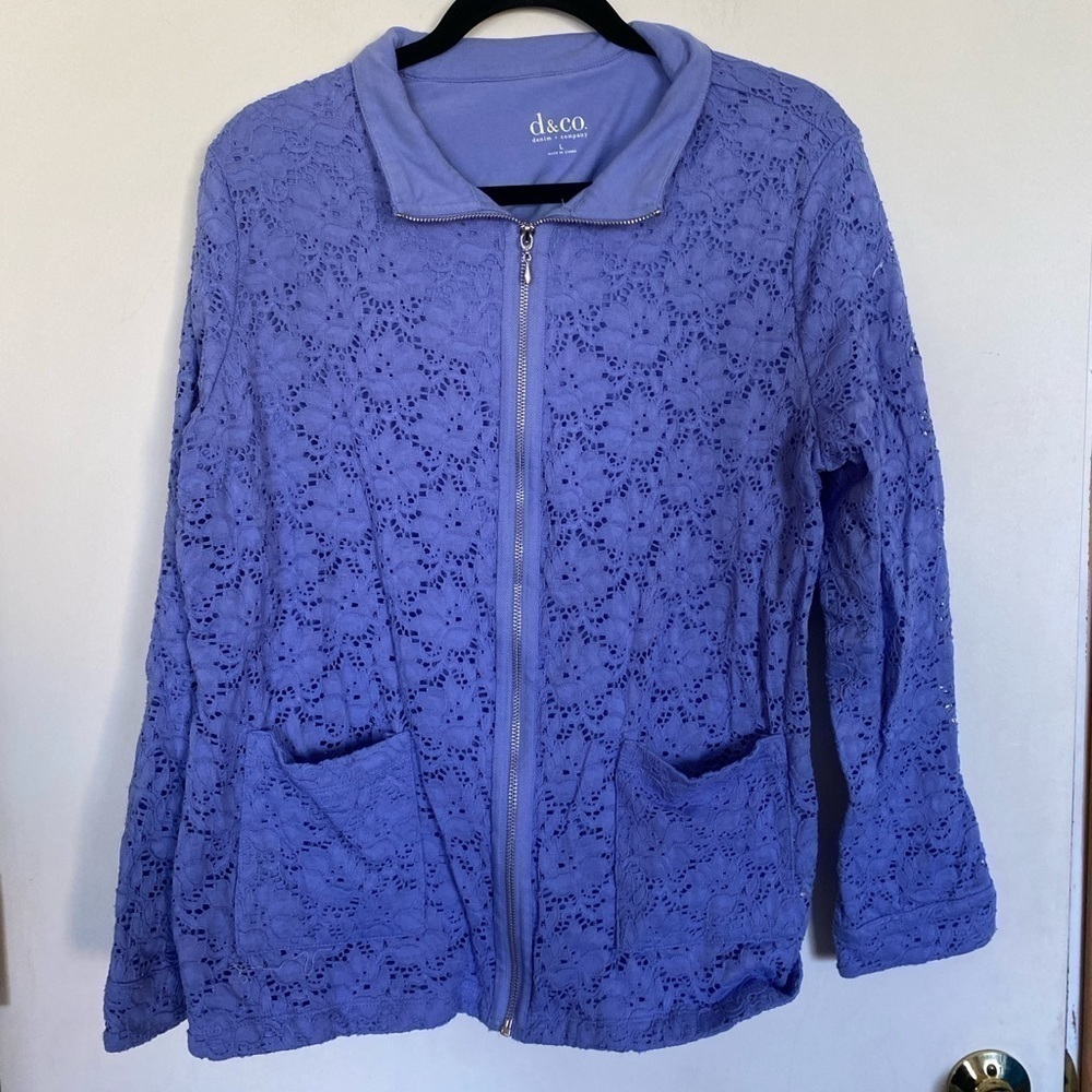 d&co denim and company large zip up jacket